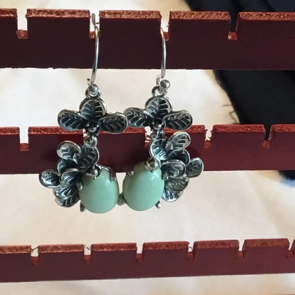 NWOT.  SS Australian Lemon Chrysoprase Earrings